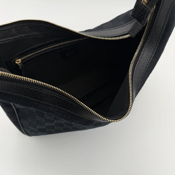 Gucci GG Canvas Black Hobo Shoulder Bag