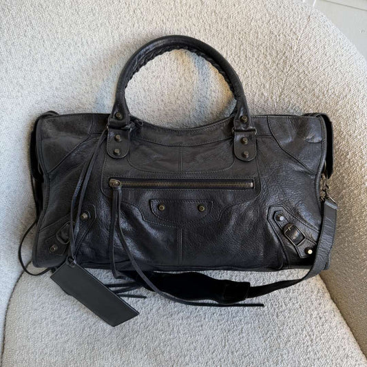2003 Balenciaga Motocross Classic City Black Leather Handbag