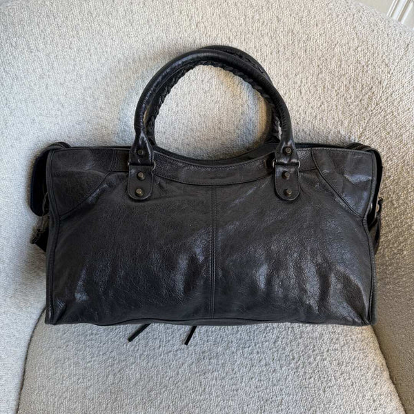 2003 Balenciaga Motocross Classic City Black Leather Handbag
