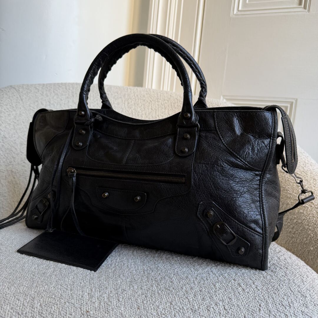 2003 Balenciaga Motocross Classic City Black Leather Handbag