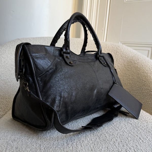 2003 Balenciaga Motocross Classic City Black Leather Handbag