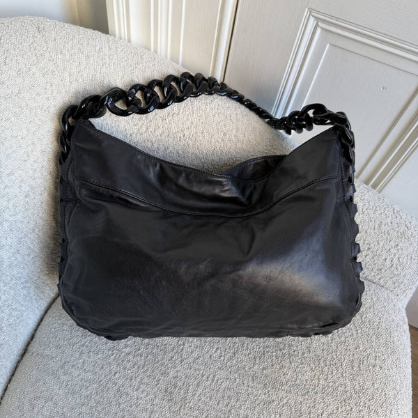 2008 Chanel Modern Chain Hobo Black Leather Shoulder Bag