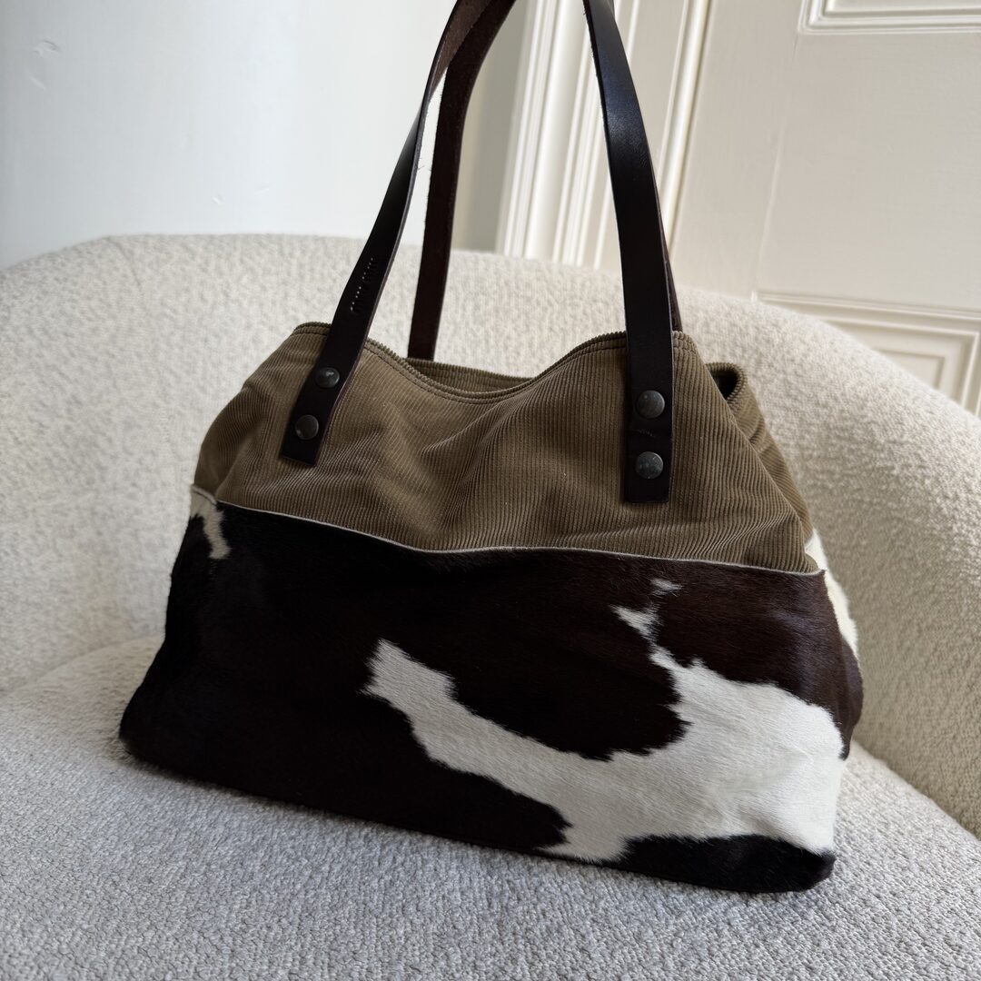 Archive Miu Miu Cow Print Corduroy Shoulder Bag