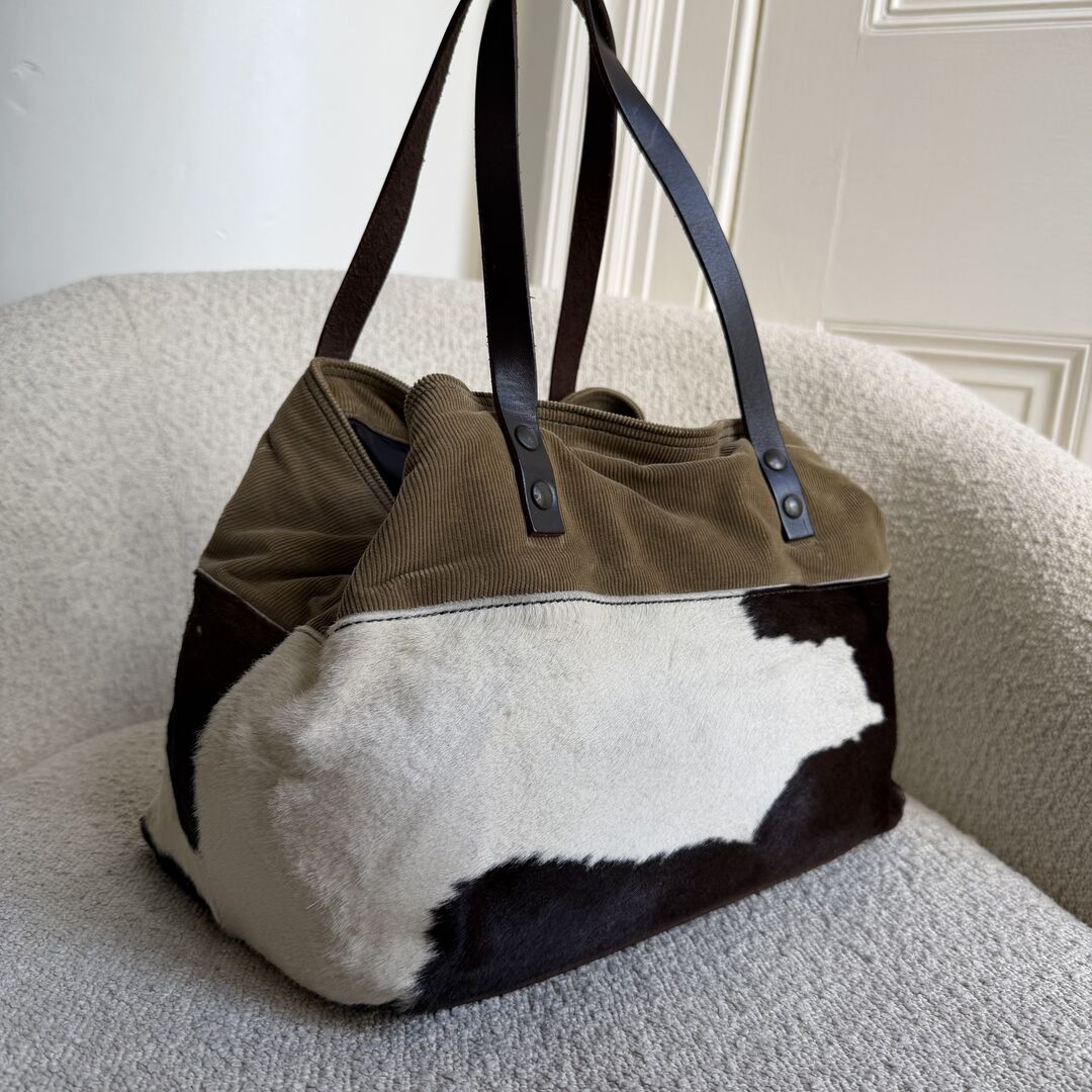 Archive Miu Miu Cow Print Corduroy Shoulder Bag