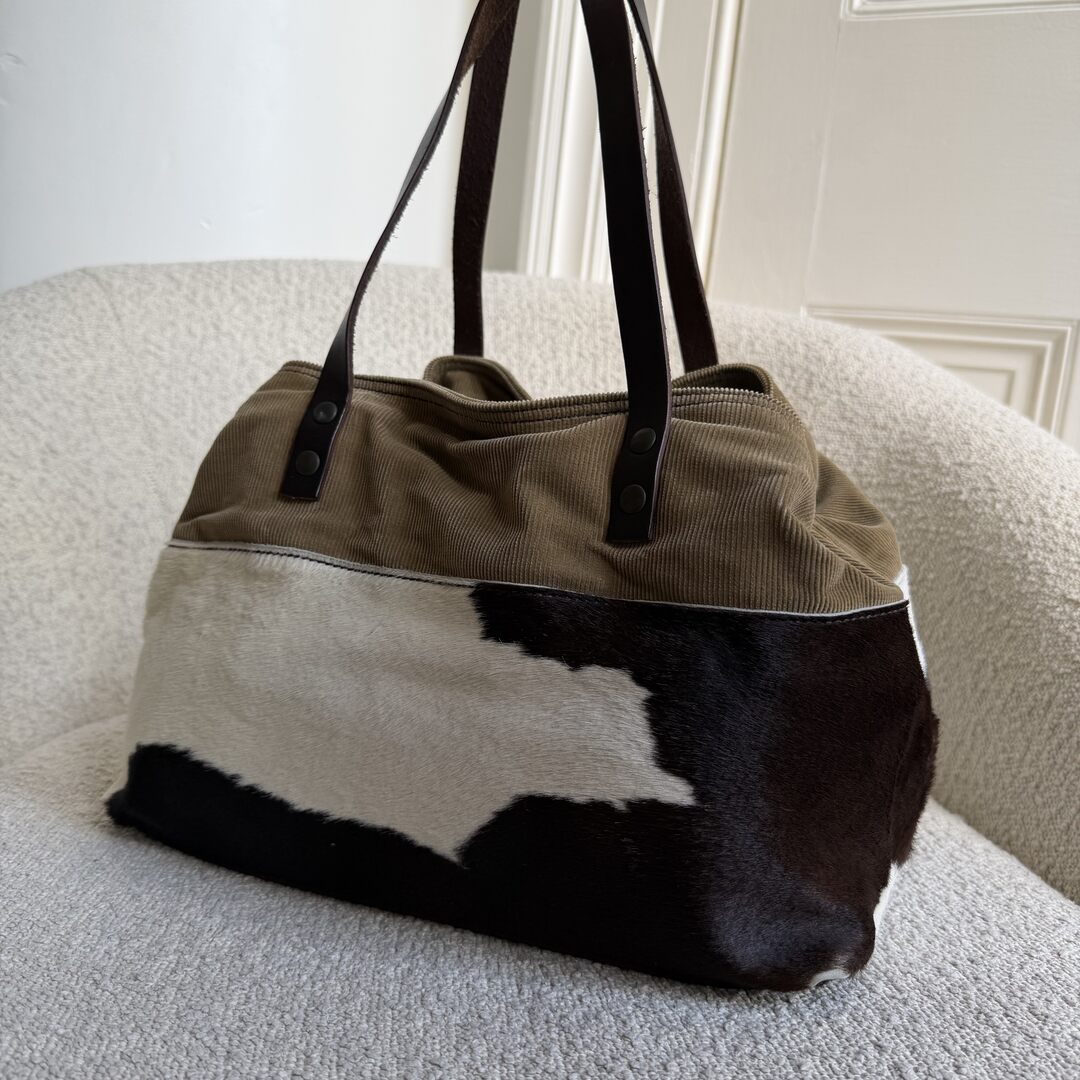 Archive Miu Miu Cow Print Corduroy Shoulder Bag