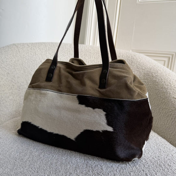 Archive Miu Miu Cow Print Corduroy Shoulder Bag