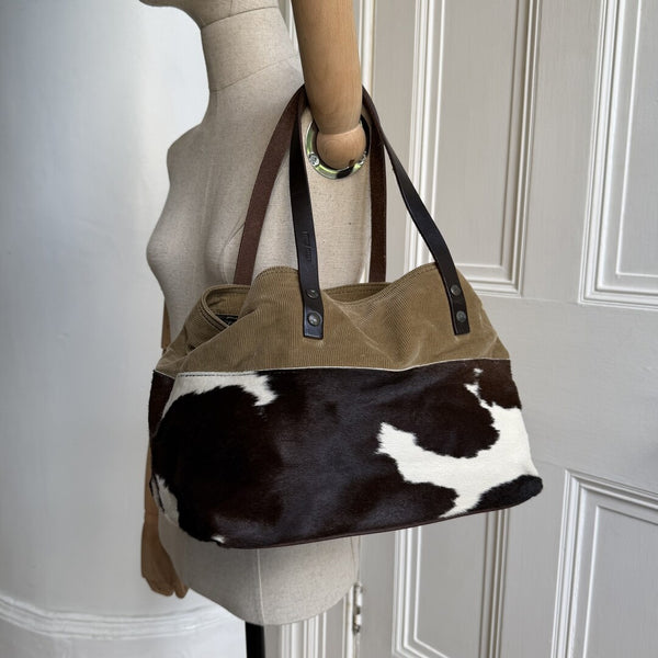 Archive Miu Miu Cow Print Corduroy Shoulder Bag
