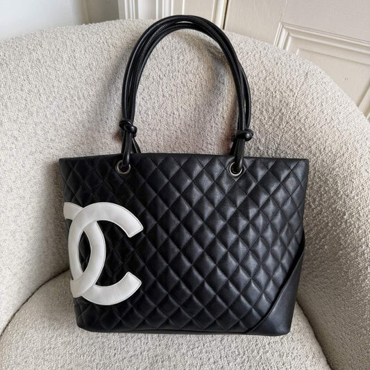 2005 Chanel Cambon Quilted Black Tote Bag