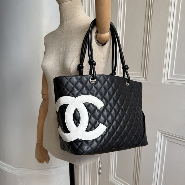 2005 Chanel Cambon Quilted Black Tote Bag