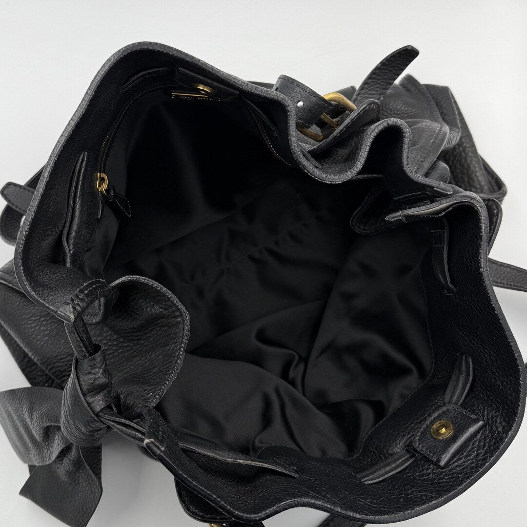 Miu Miu Vitello Leather Black Tote Bag