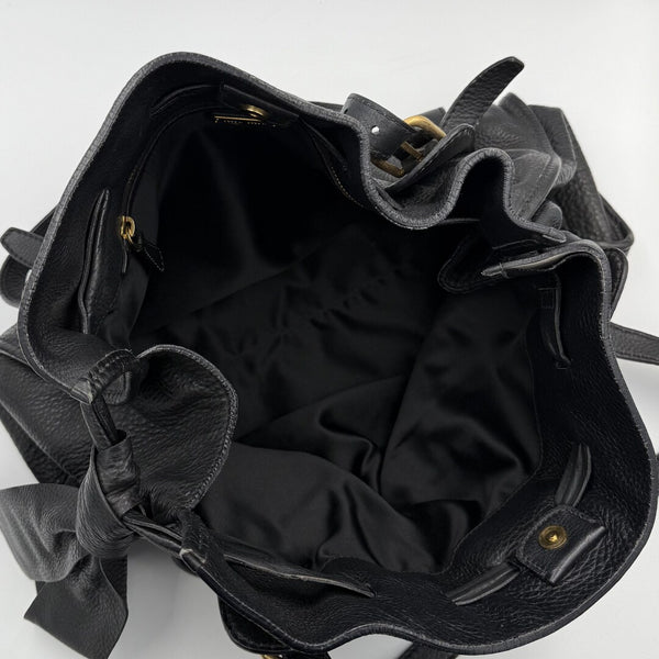 Miu Miu Vitello Leather Black Tote Bag