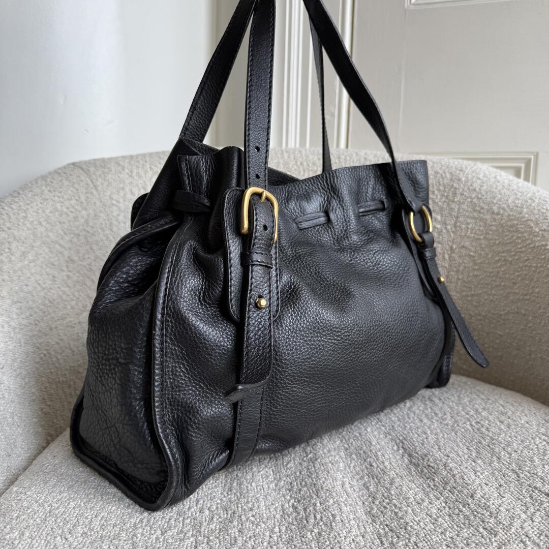 Miu Miu Vitello Leather Black Tote Bag