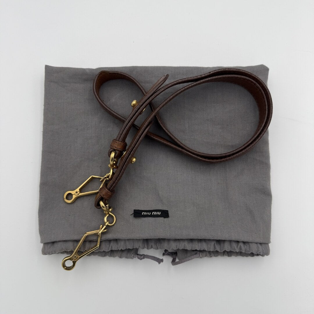 Miu Miu Vitello Lux Brown Leather Handbag