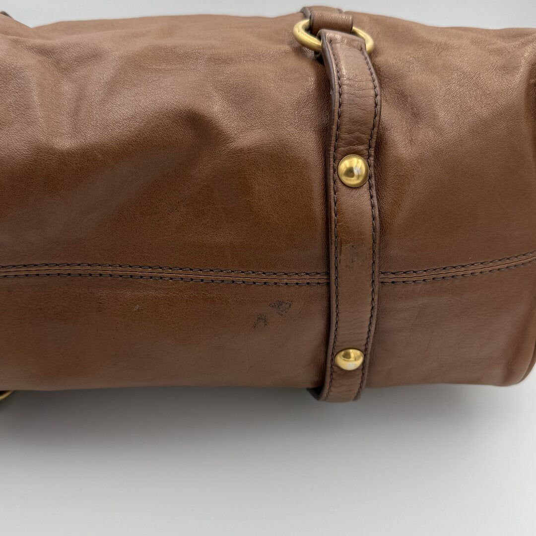 Miu Miu Vitello Lux Brown Leather Handbag