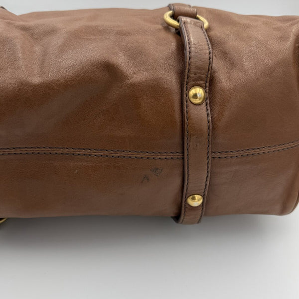 Miu Miu Vitello Lux Brown Leather Handbag