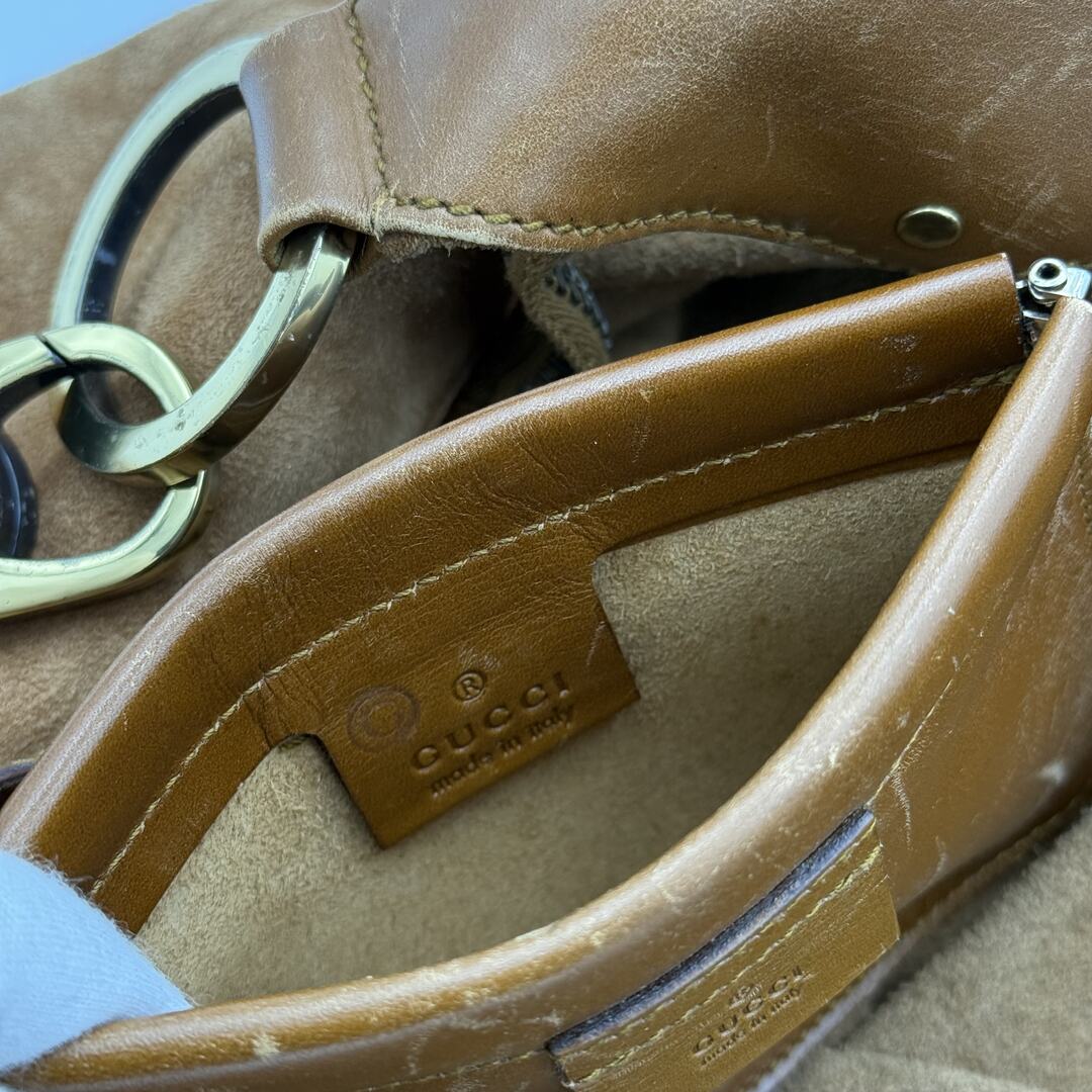 Gucci Hobo Croissant Suede Brown Shoulder Bag