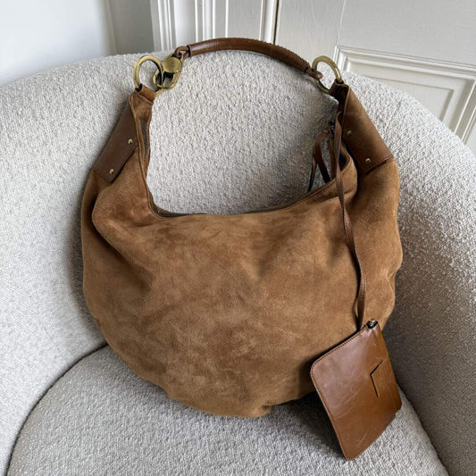 Gucci Hobo Croissant Suede Brown Shoulder Bag