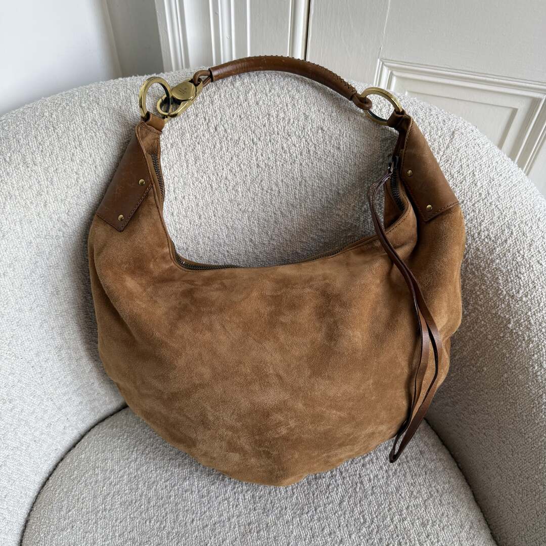 Gucci Hobo Croissant Suede Brown Shoulder Bag