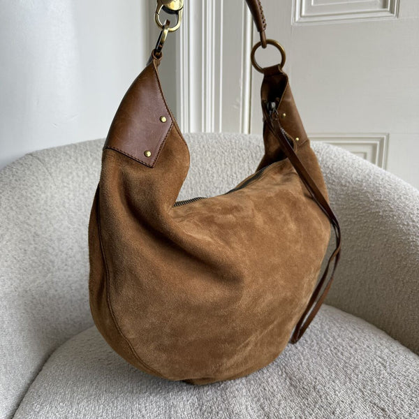 Gucci Hobo Croissant Suede Brown Shoulder Bag