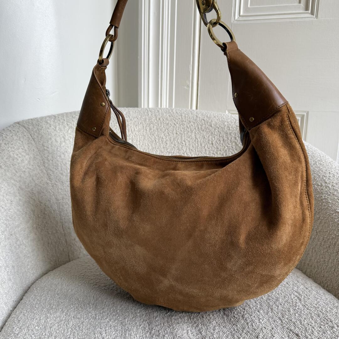 Gucci Hobo Croissant Suede Brown Shoulder Bag