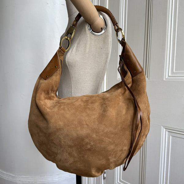 Gucci Hobo Croissant Suede Brown Shoulder Bag