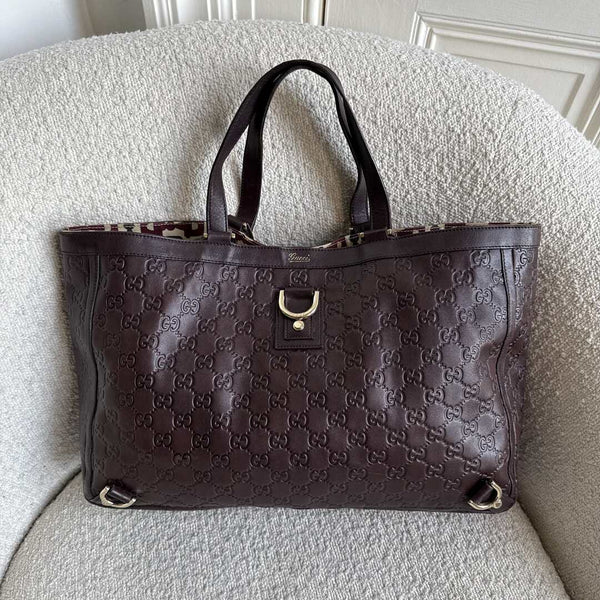 Gucci Guccissima Abbey Leather Brown Tote Bag