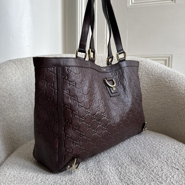Gucci Guccissima Abbey Leather Brown Tote Bag