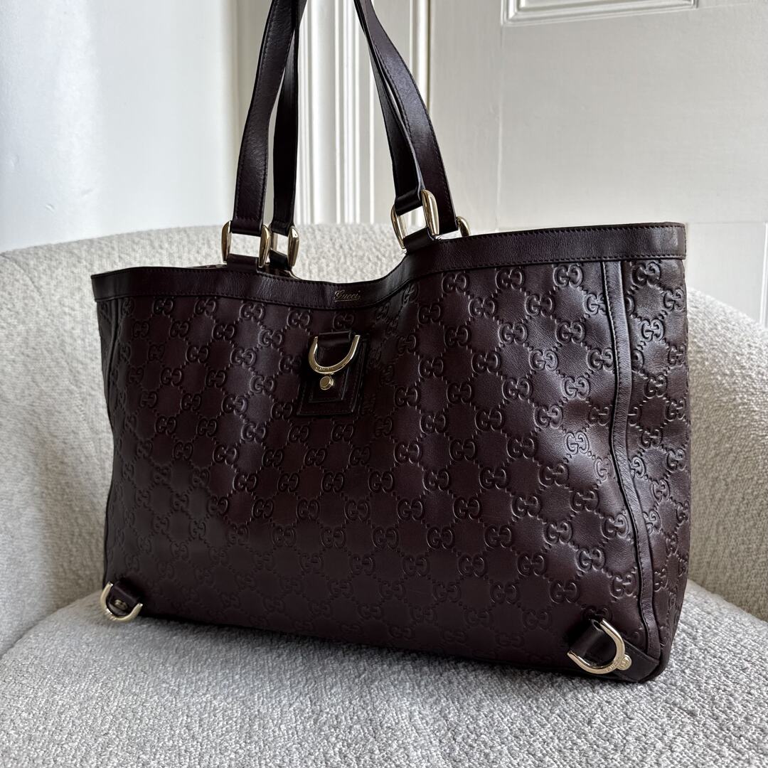 Gucci Guccissima Abbey Leather Brown Tote Bag