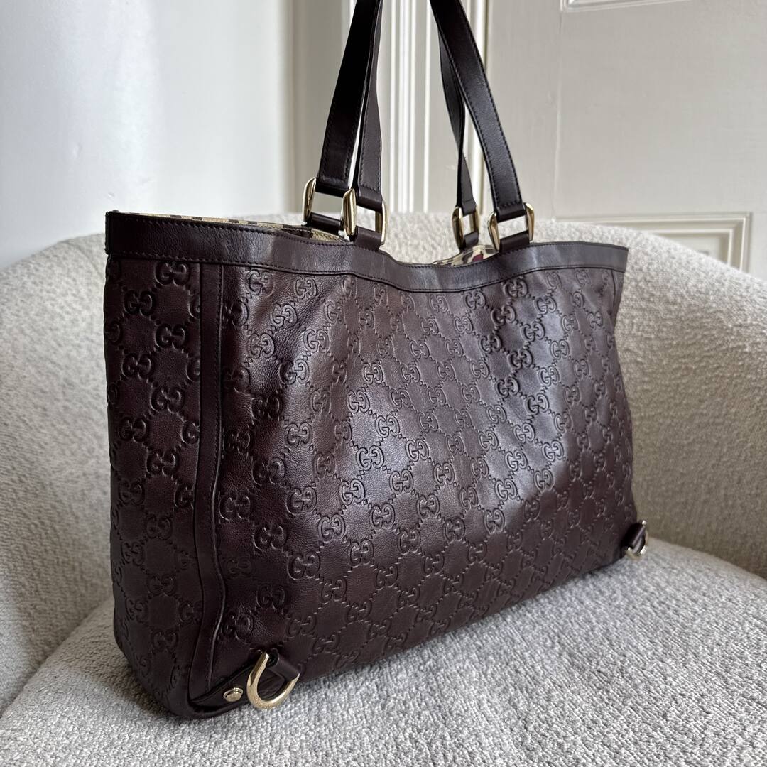 Gucci Guccissima Abbey Leather Brown Tote Bag