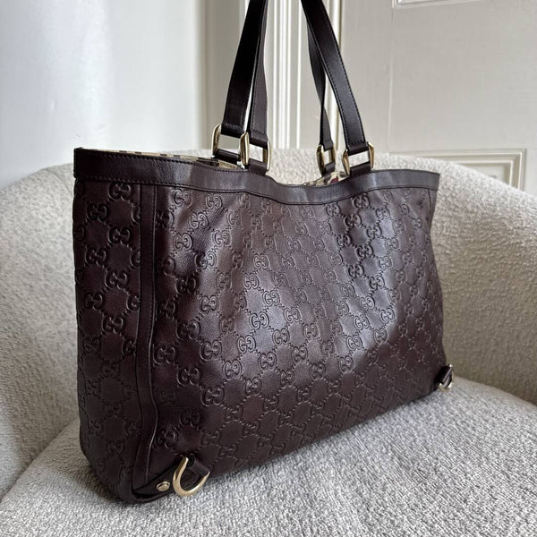 Gucci Guccissima Abbey Leather Brown Tote Bag