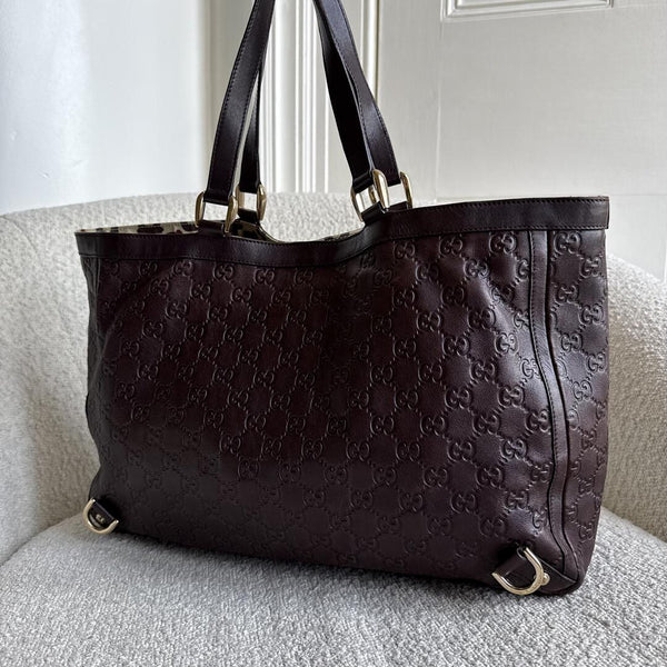 Gucci Guccissima Abbey Leather Brown Tote Bag