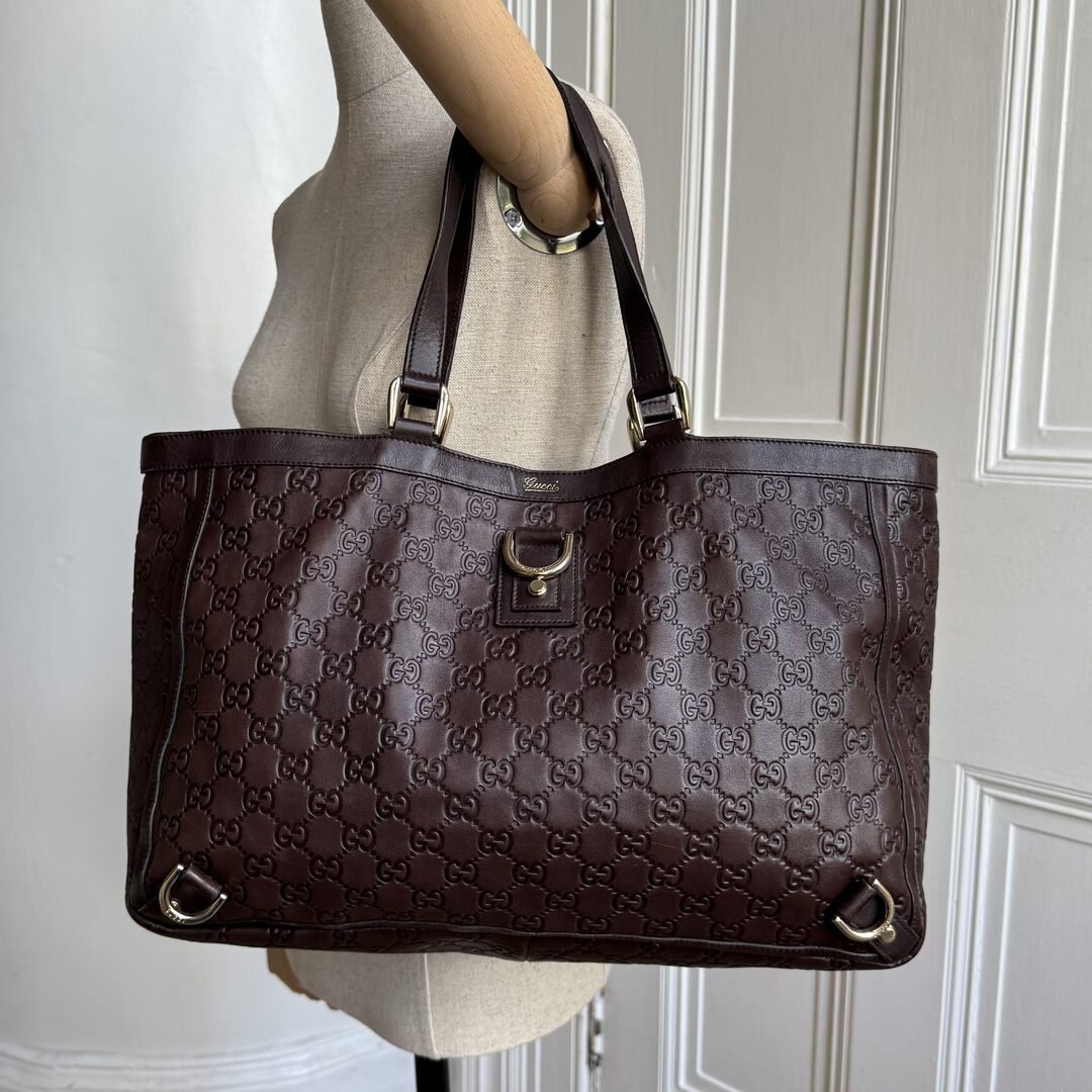Gucci Guccissima Abbey Leather Brown Tote Bag