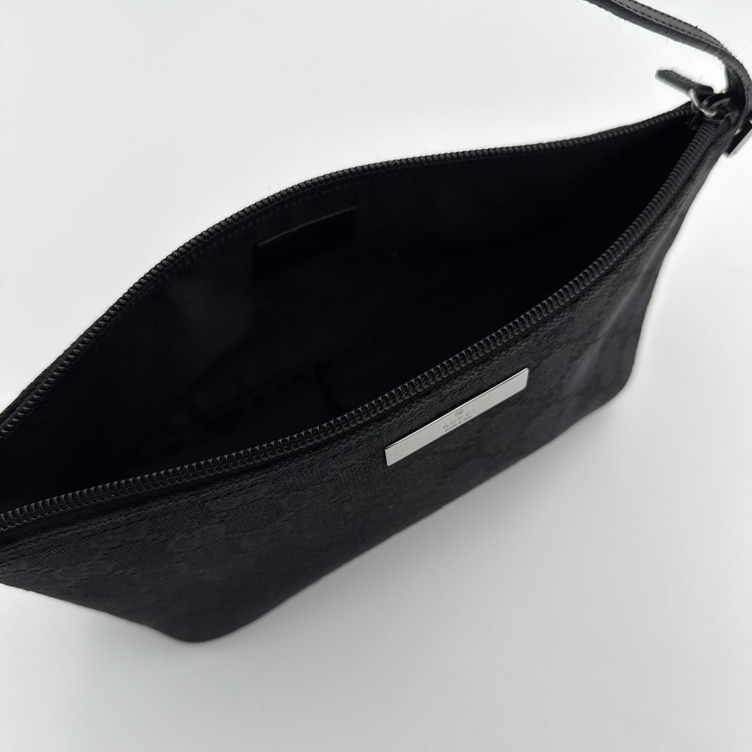 Gucci GG Monogram Black Boat Pochette Handbag