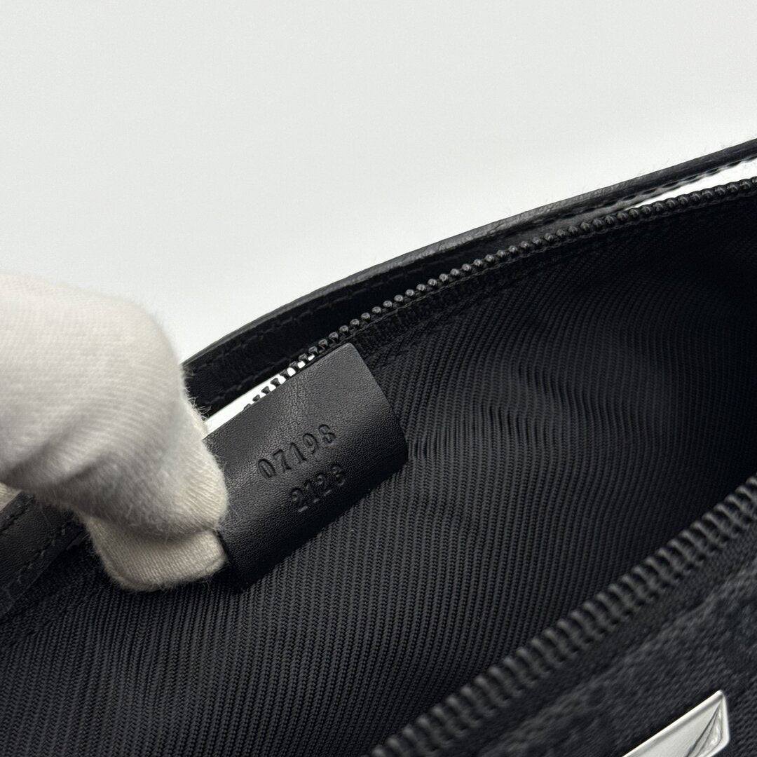 Gucci GG Monogram Black Boat Pochette Handbag