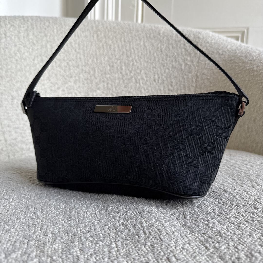 Gucci GG Monogram Black Boat Pochette Handbag