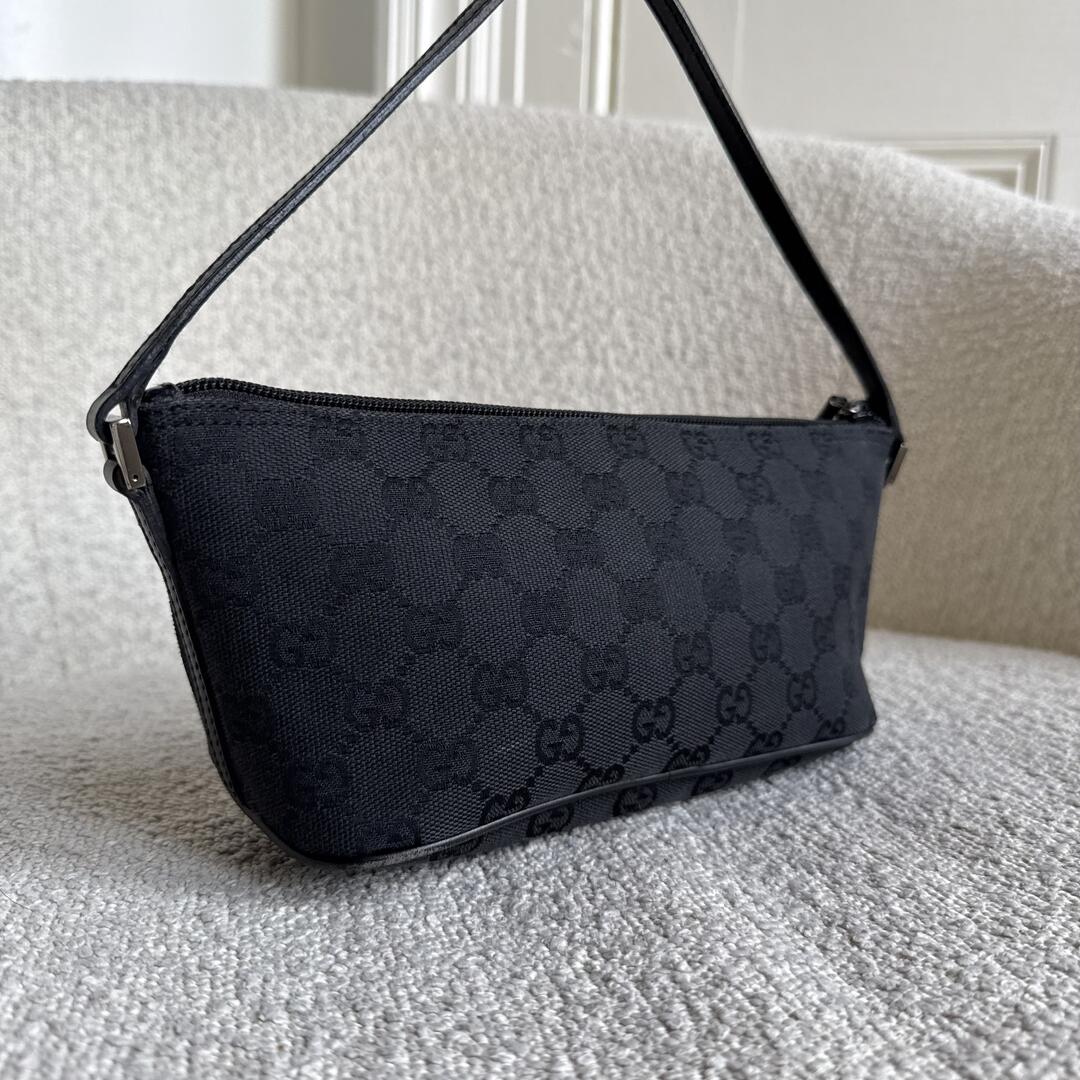 Gucci GG Monogram Black Boat Pochette Handbag