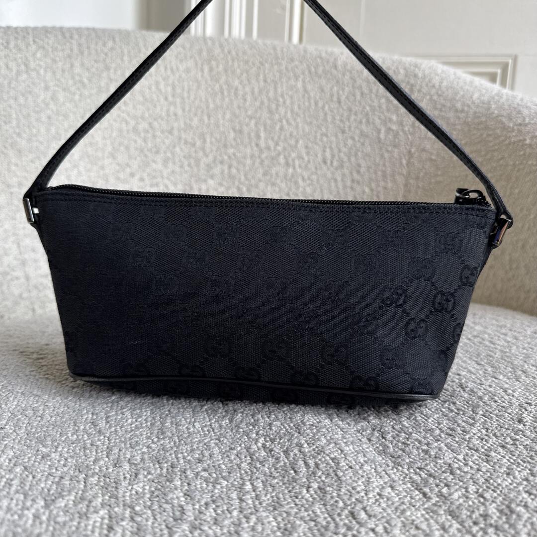 Gucci GG Monogram Black Boat Pochette Handbag