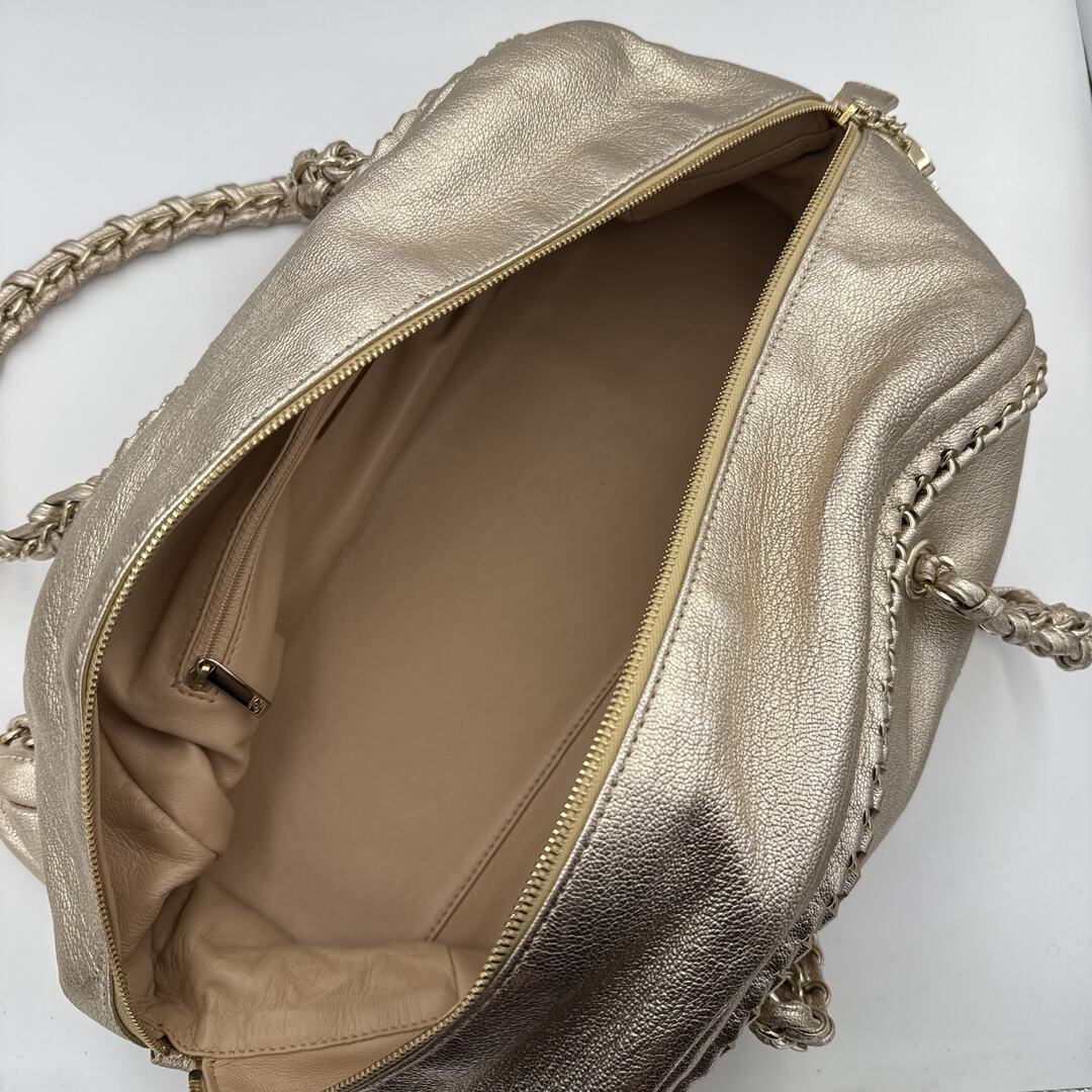 2006 Chanel Lux Ligne Bowler Gold Shoulder Bag