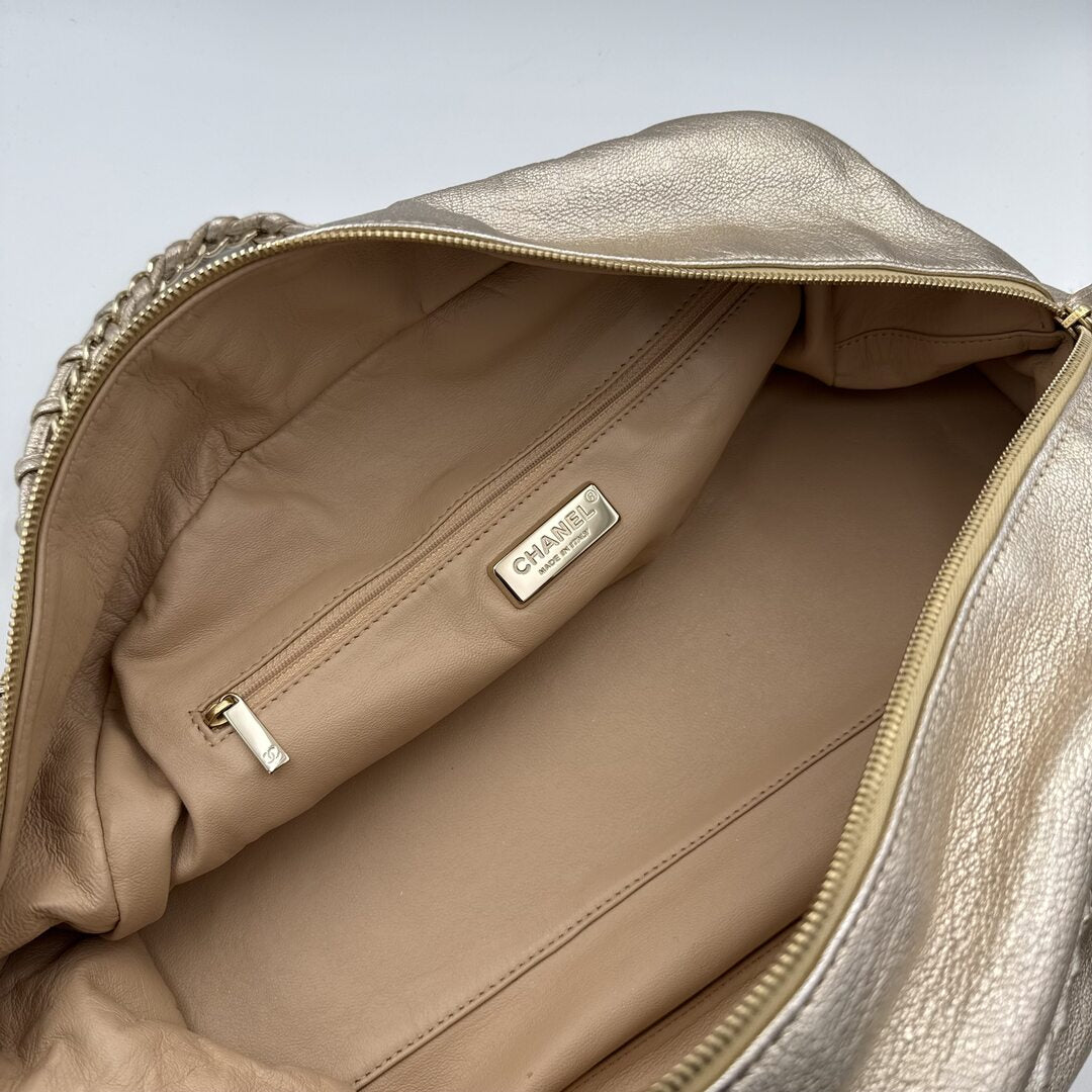 2006 Chanel Lux Ligne Bowler Gold Shoulder Bag