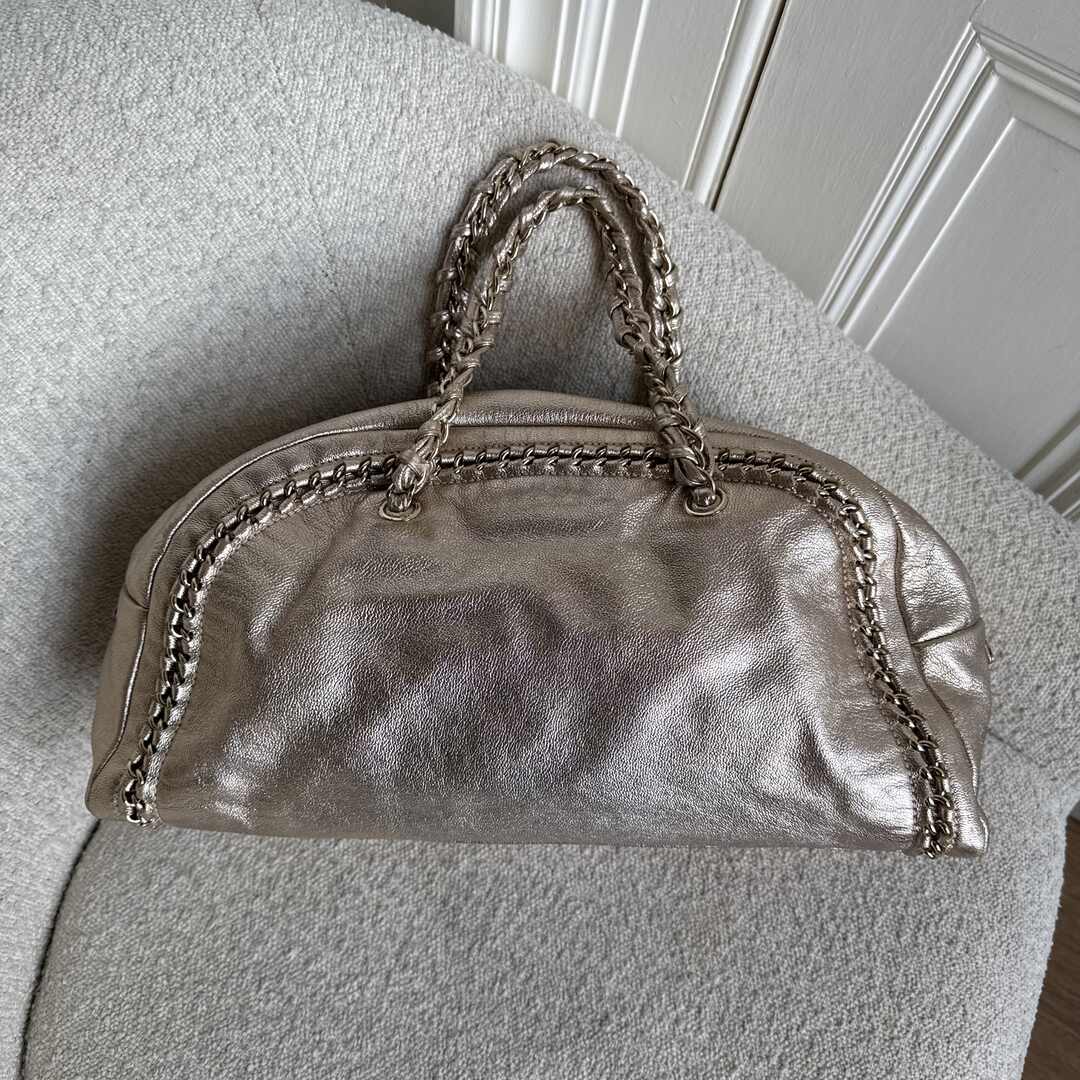 2006 Chanel Lux Ligne Bowler Gold Shoulder Bag