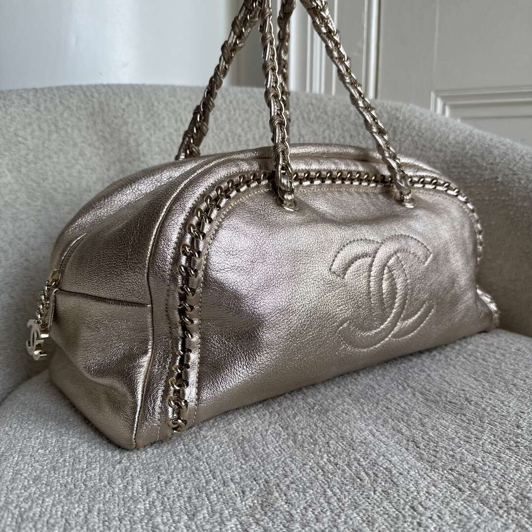 2006 Chanel Lux Ligne Bowler Gold Shoulder Bag