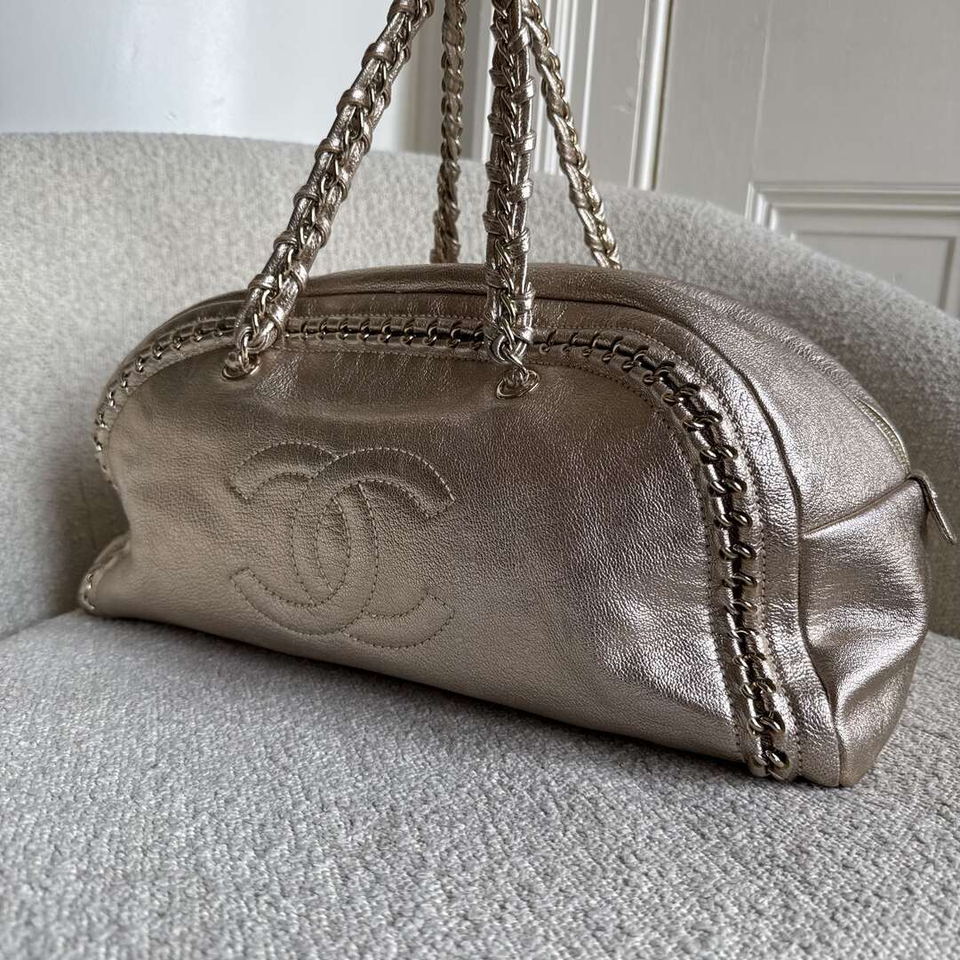 2006 Chanel Lux Ligne Bowler Gold Shoulder Bag