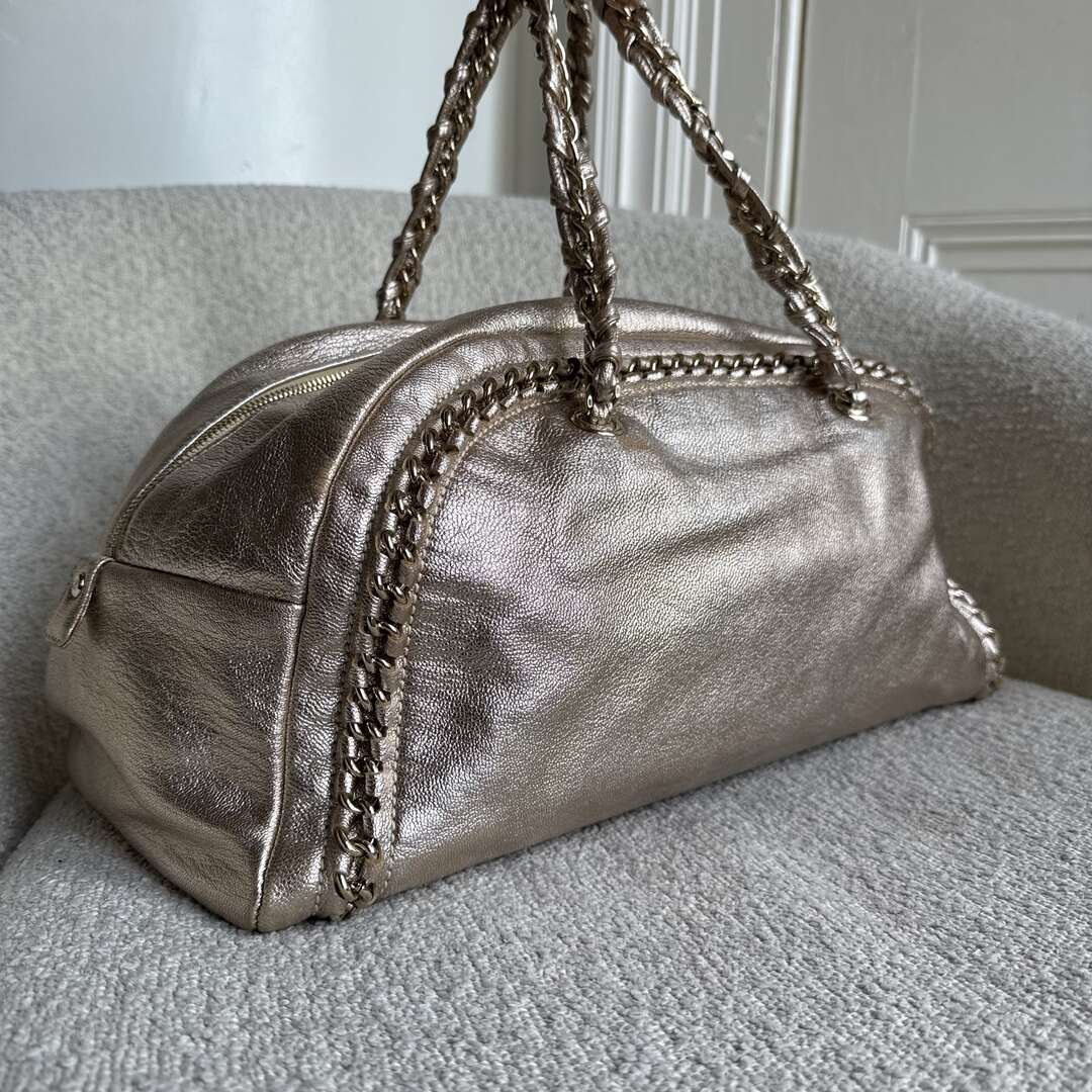 2006 Chanel Lux Ligne Bowler Gold Shoulder Bag