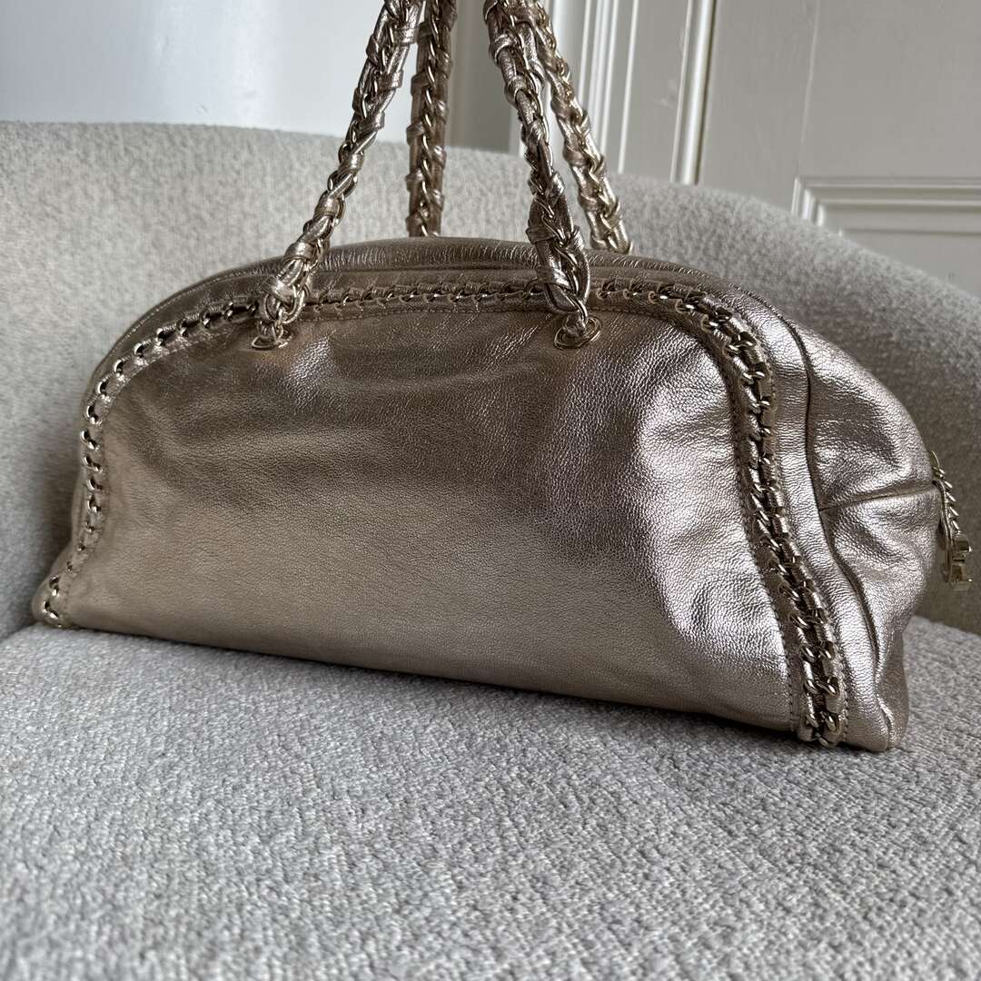 2006 Chanel Lux Ligne Bowler Gold Shoulder Bag