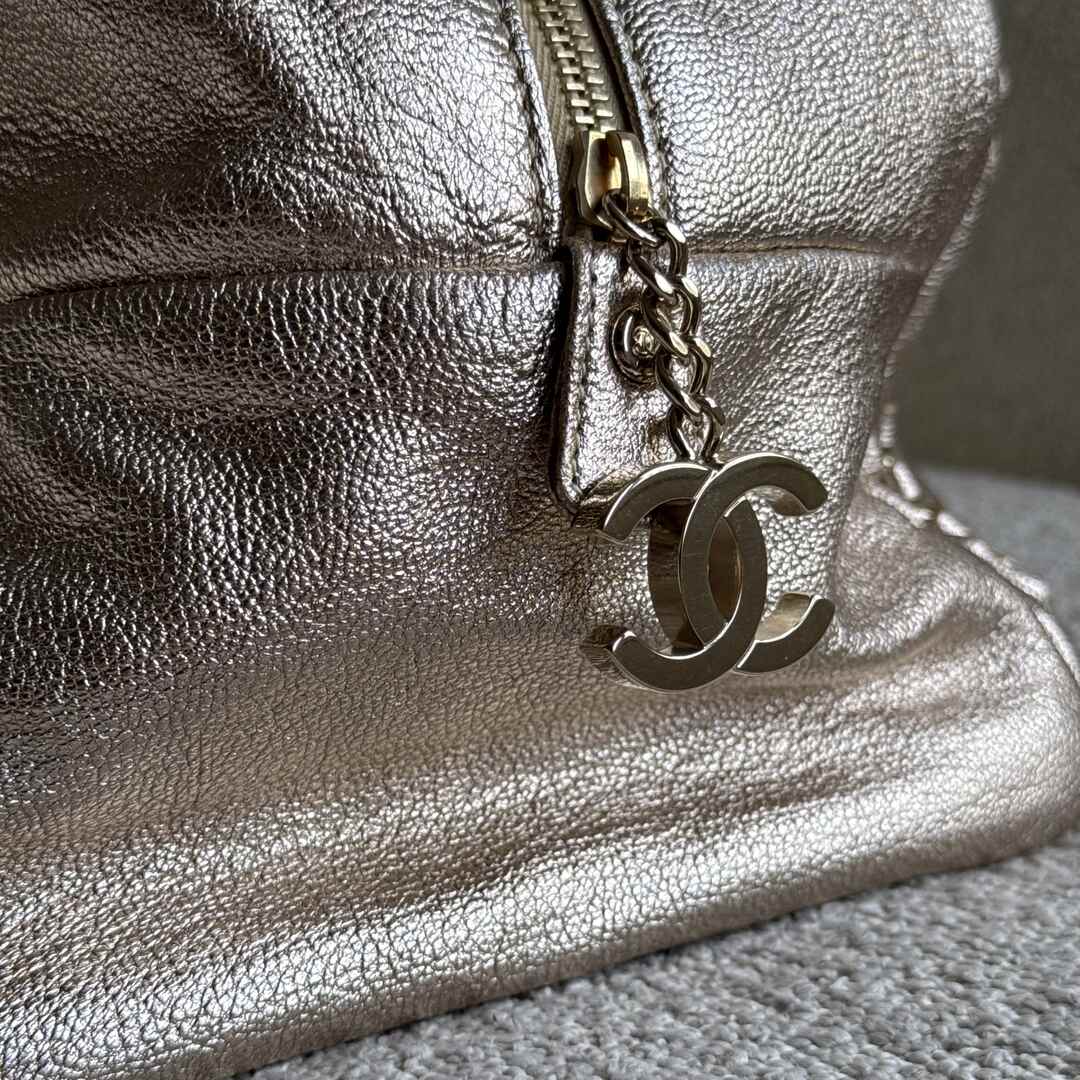 2006 Chanel Lux Ligne Bowler Gold Shoulder Bag