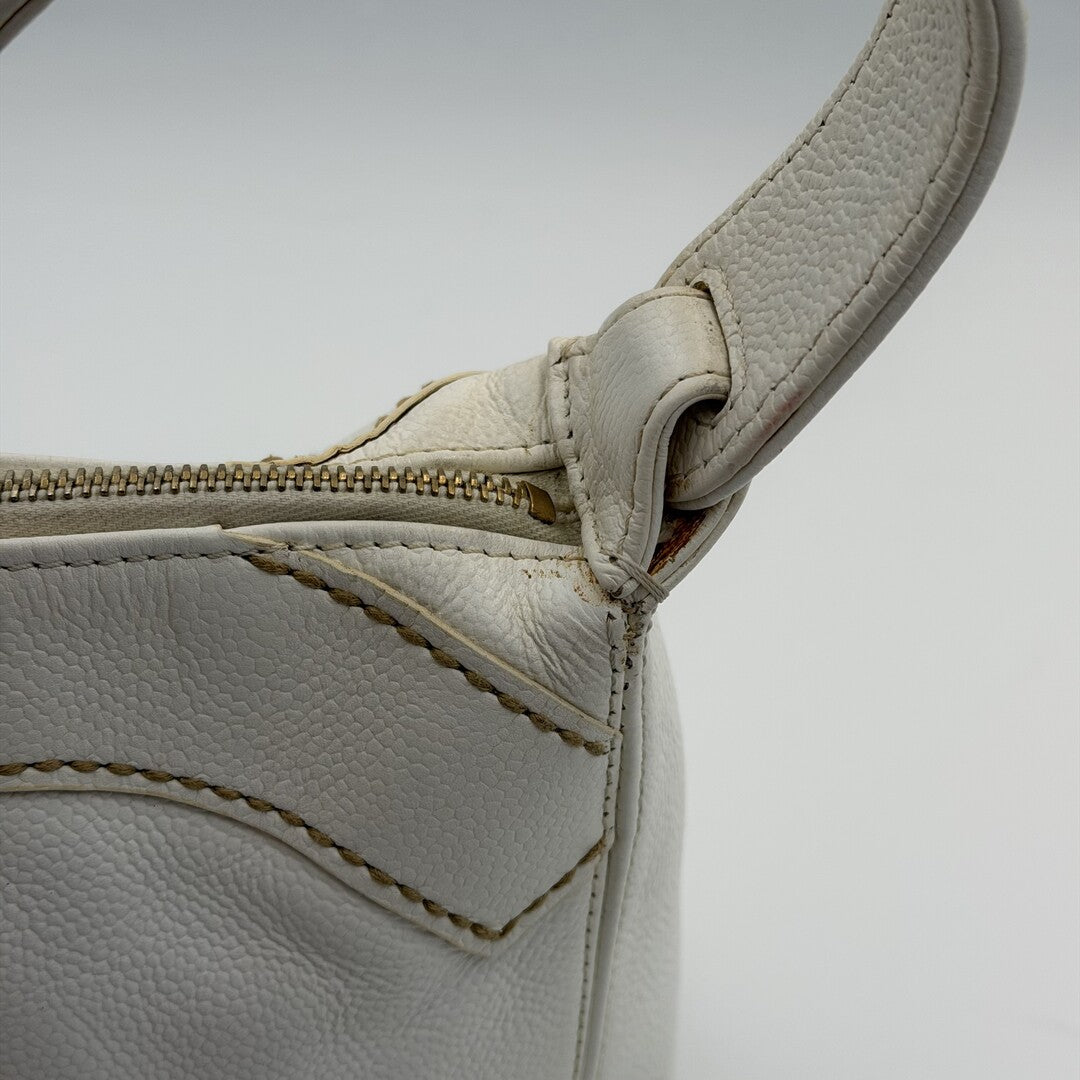 2005 Chanel Surpique CC White Caviar Shoulder Bag