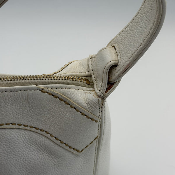 2005 Chanel Surpique CC White Caviar Shoulder Bag