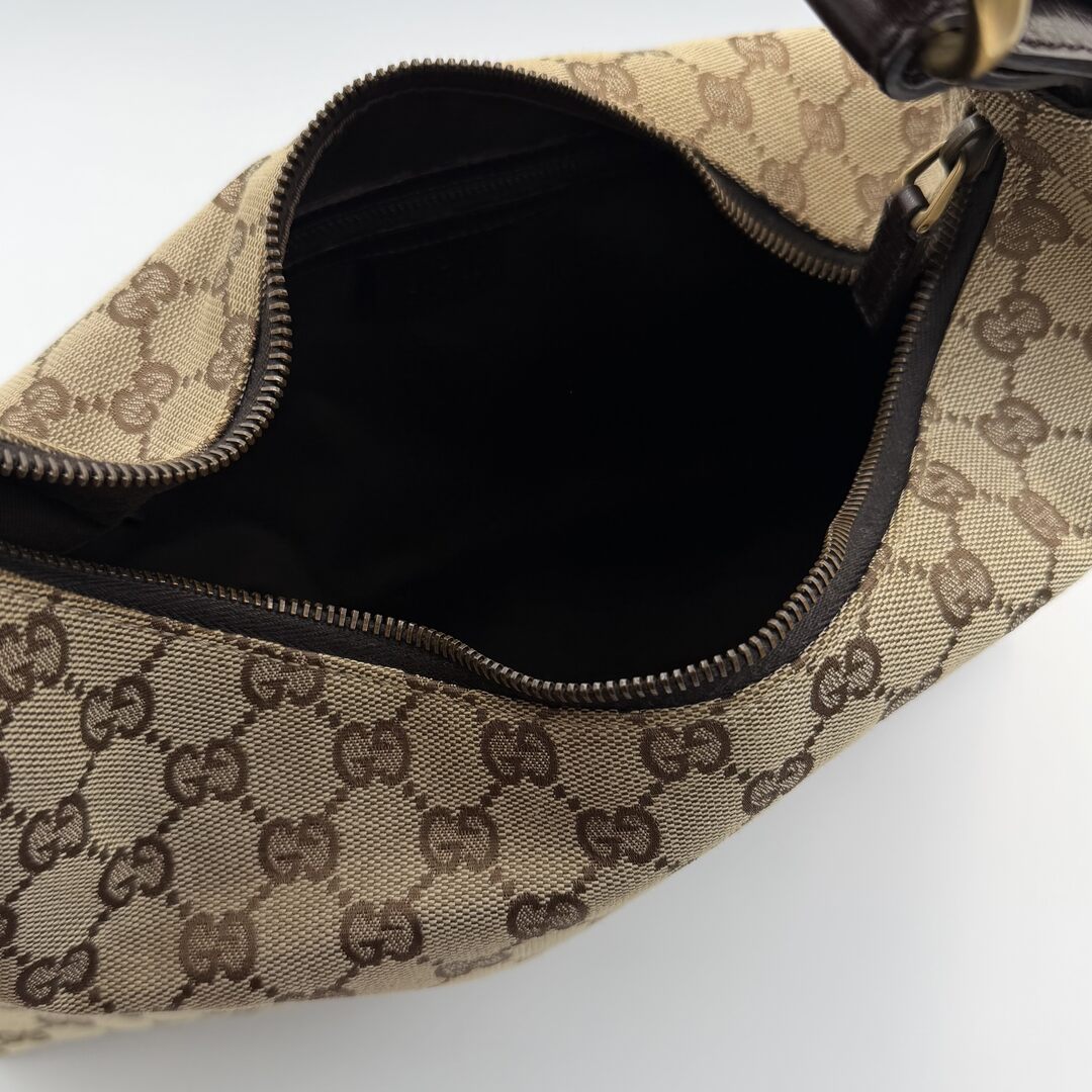 Gucci GG Canvas Horsebit Hobo Brown Shoulder Bag