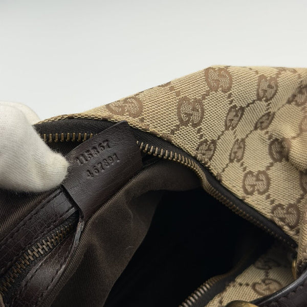 Gucci GG Canvas Horsebit Hobo Brown Shoulder Bag