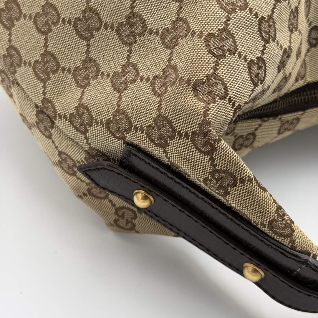 Gucci GG Canvas Horsebit Hobo Brown Shoulder Bag